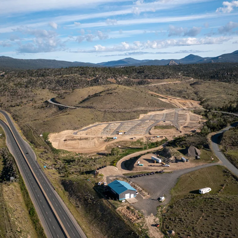 A bird's eye view of Pipestone Rentals & Adventures and Pipestone RV Park.